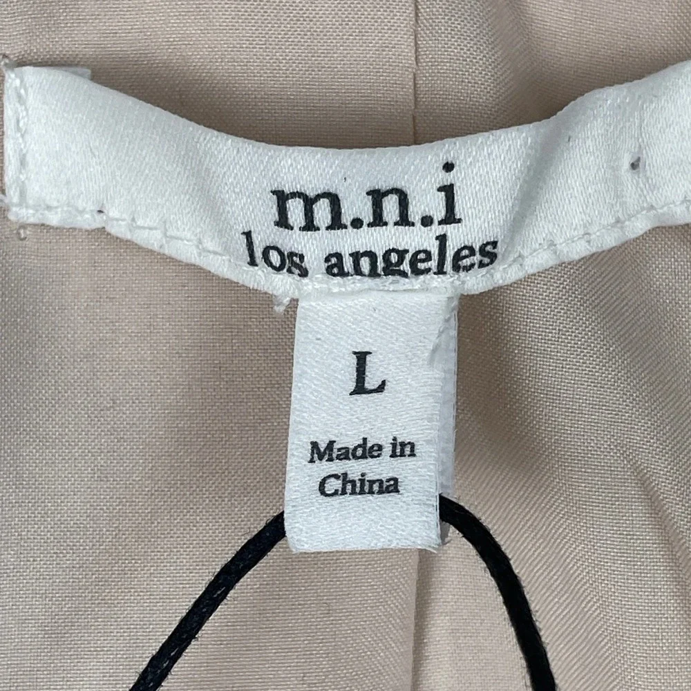 MNI LOS ANGELES Oversized Double Breasted Blazer‎ Women Large Beige Linen New